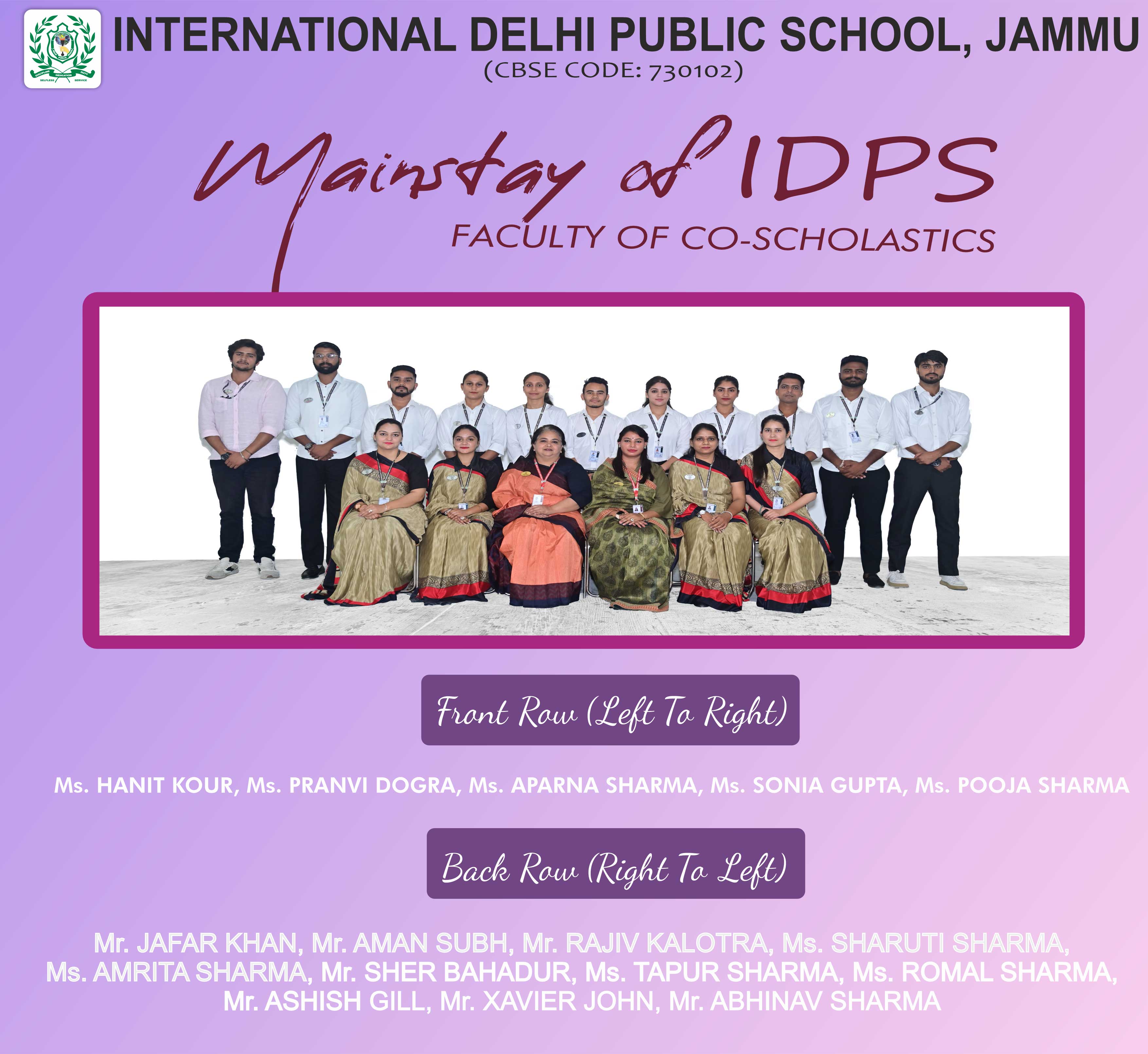 IDPS Co-Scholastics Faculty